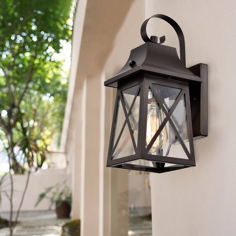 Outdoor Wall Lantern Sconce Porch Light With Clear Glass Bed Bath