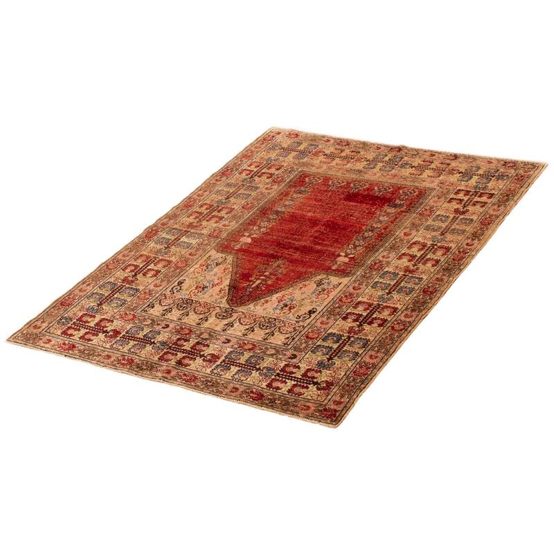 ECARPETGALLERY Hand-knotted Hereke Red Silk Rug - 4'0 x 5'5