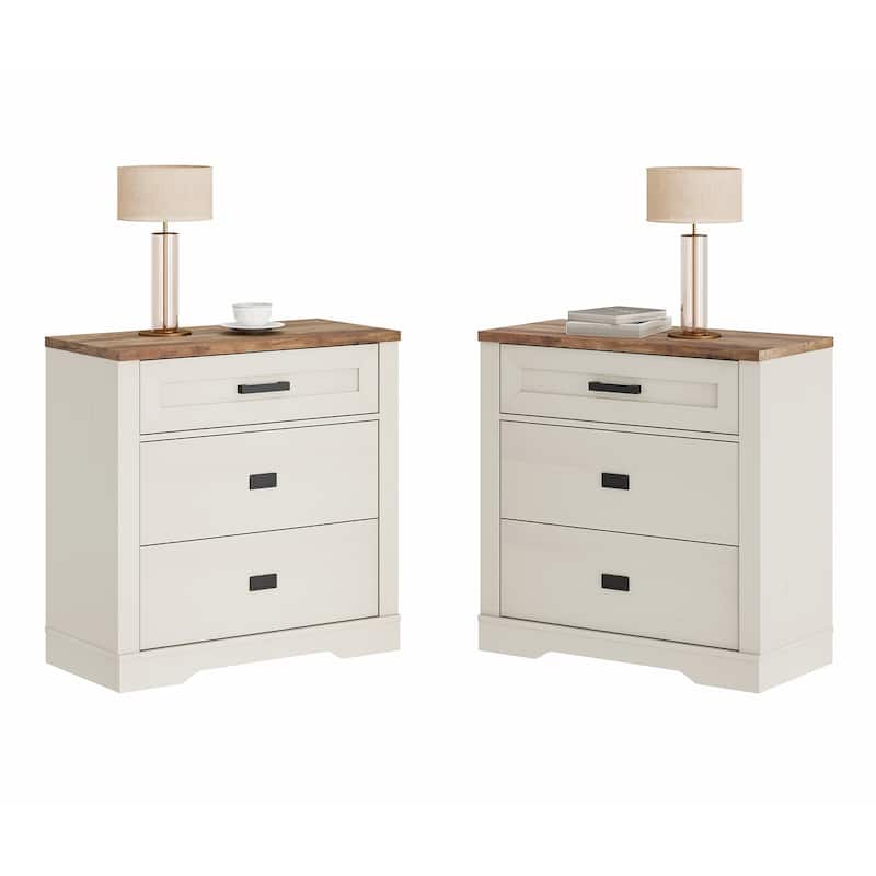 Large Nightstand for Bedroom,Farmhouse Bedside Table with Wide Drawers