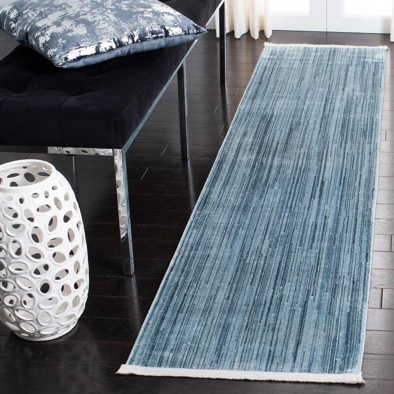 SAFAVIEH Dream Uma-Devi Modern Abstract Viscose Rug - 2'6" x 6' Runner - Blue/Grey