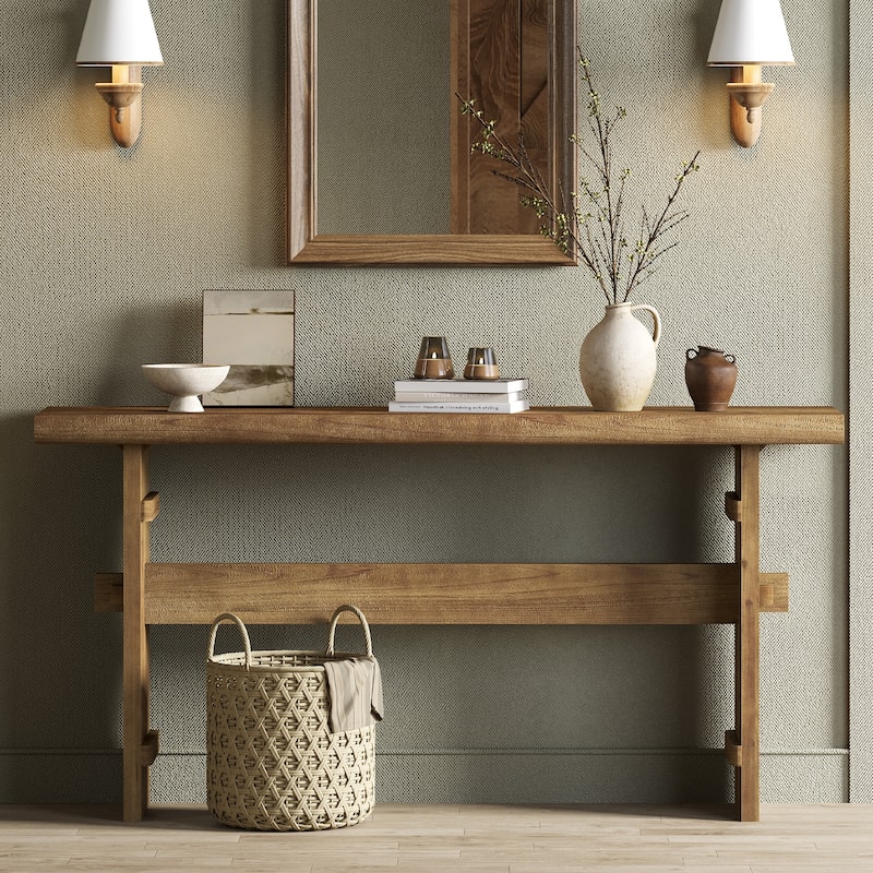 63-Inch Solid Wood Console Table for Entryway
