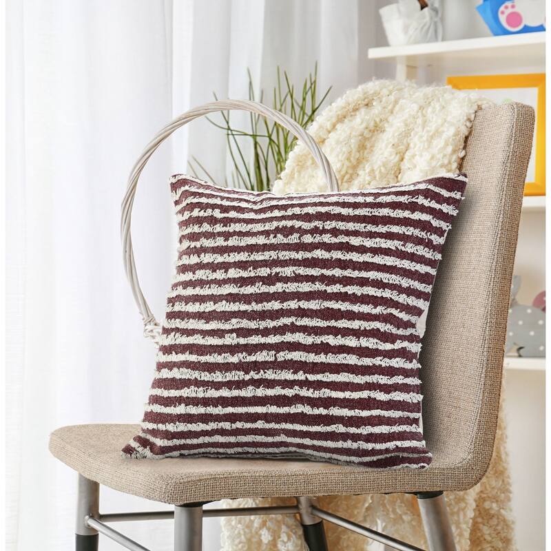 20" Red and Cream Wispy Ways Square Throw Pillow