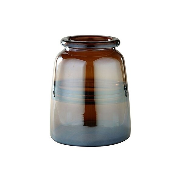 10.5” Brown Glass Flower Vase Tabletop Decor - N/A