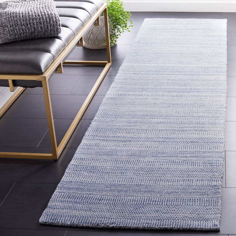 SAFAVIEH Handmade Mirage Shruti Modern Rug - 2'3" x 9' Runner - Blue/Ivory
