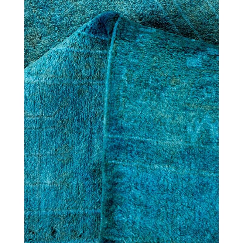 Overton Hand Knotted Wool Vintage Inspired Modern Contemporary Overdyed Blue Runner Rug - 3' 2" x 20' 4"
