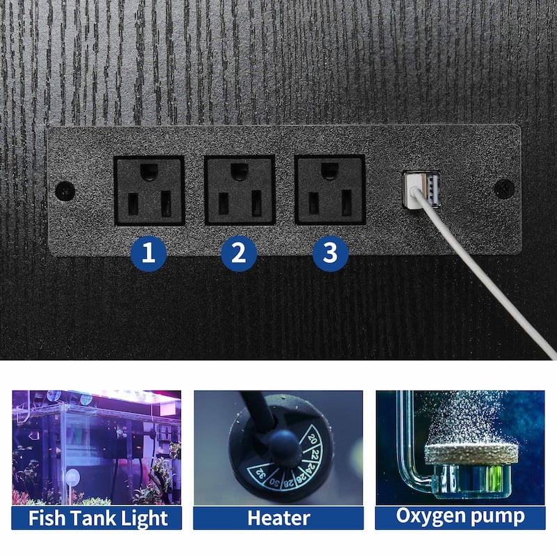 Moasis 75-120 Gallon Aquarium Stand with Power Outlet & LED Light,Heavy Duty Metal Fish Tank Stand