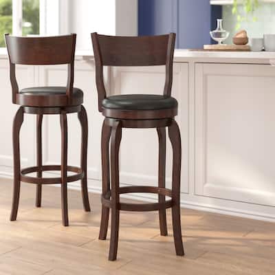 Commercial Upholstered Wooden Swivel Bar Stool