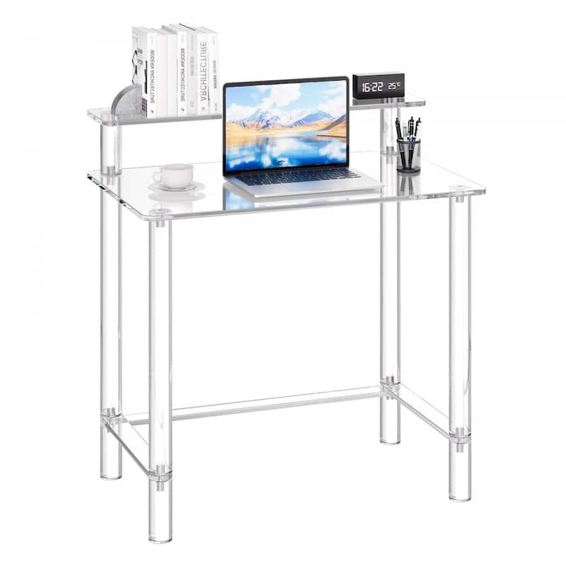 Modern Clear Acrylic Table with Strong Reinforced Legs Ideal for Office Bedroom or Living Room