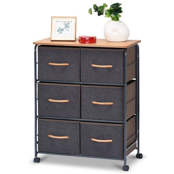 Shop 6 Drawer Fabric Display Dresser Storage Cabinet With Wheels Black Overstock 30088721