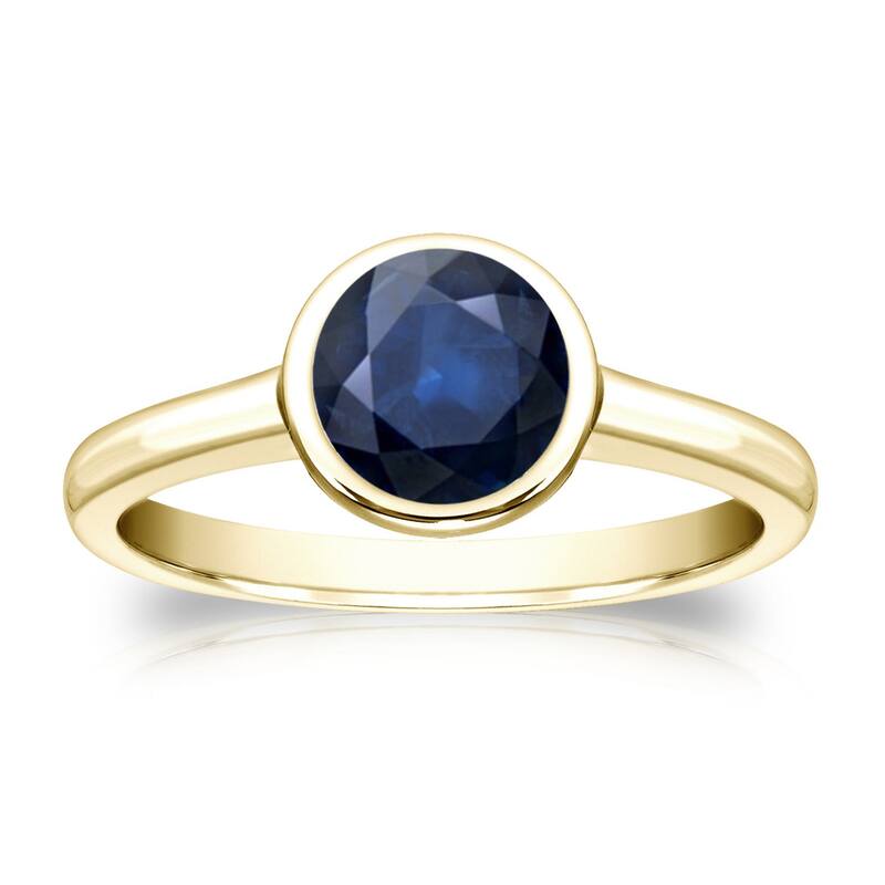 Auriya 14k Gold 1ct Bezel-set Solitaire Sapphire Engagement Ring - Yellow - 4