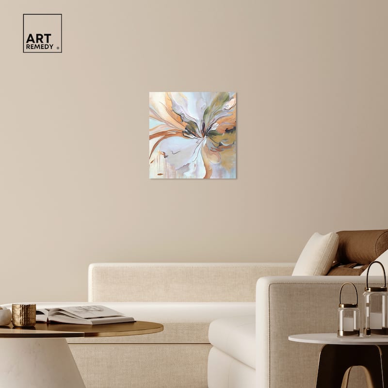 Art Remedy Golden Aesthetic Gallery Wrapped Boho Abstract 1 Piece Canvas Wall Art