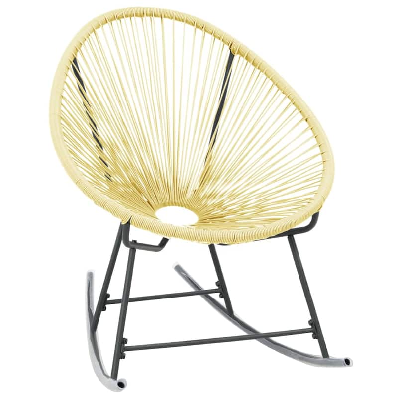 Jackie Rocking Acapulco Chair, Beige Poly Rattan, Powder Coated Steel