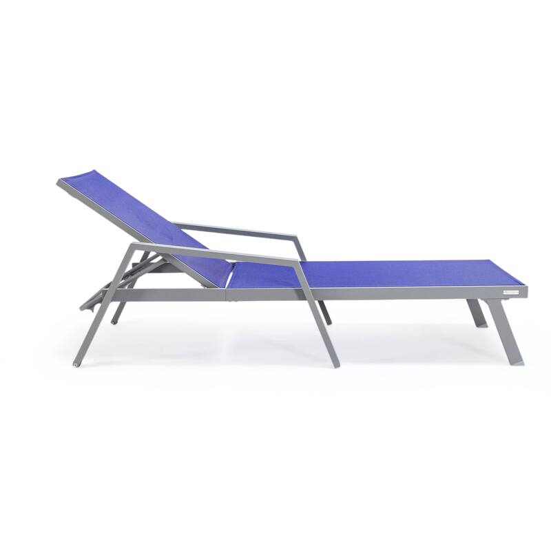 LeisureMod Set of 2 Stackable Beach Pool Sunbathing Chaise Loungers - Adjustable Outdoor Sun Lounge Chairs for Patio Backyard