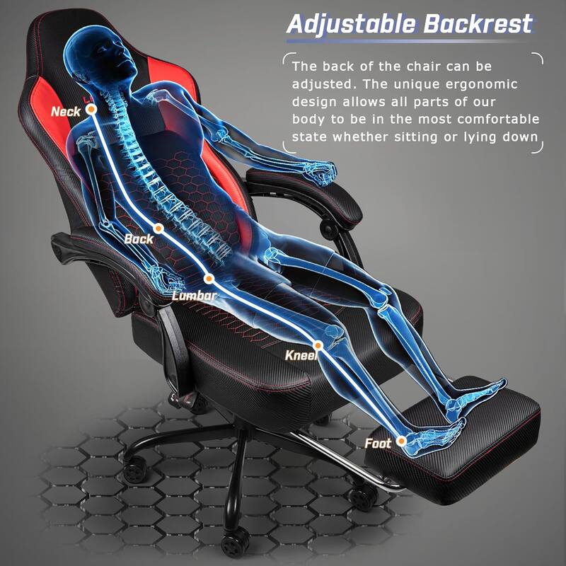 Bossin Gaming Chairs with Footrest, Big and Tall Chair 400 Capacity, Racing Style Computer Chair with Ergonomic Lumbar Support