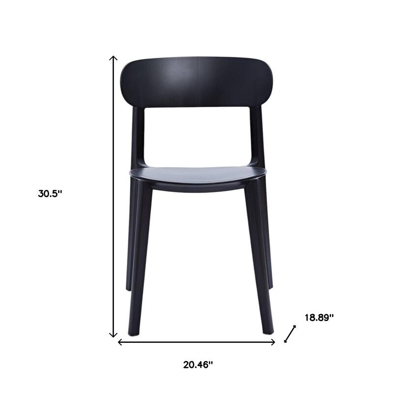 HomeRoots Set of Four Black Heavy Duty Plastic Dining Side Chairs - 20.46 in. x 30.50 in. x 18.89 in.