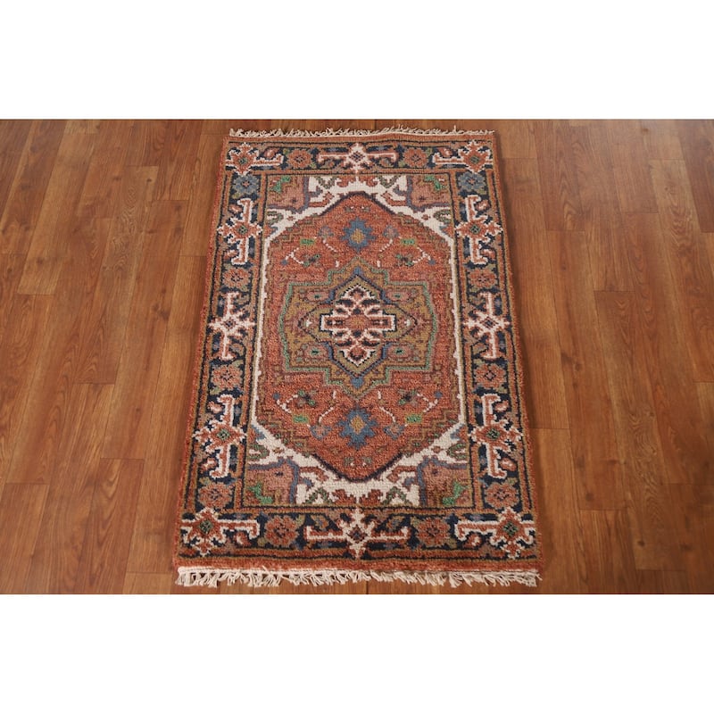 Traditional Heriz Serapi Oriental Rug Handmade Wool Carpet - 2'0"x 3'0"