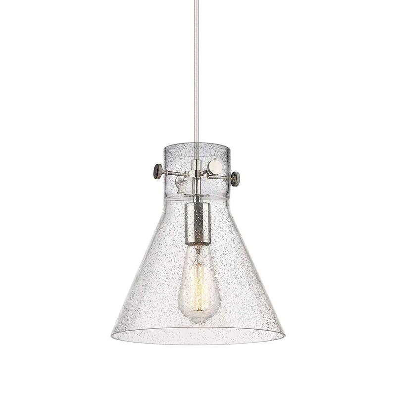 Innovations Lighting 410-1PM-11-10 Newton Cone Pendant Newton Cone 10" - Polished Nickel / Seedy