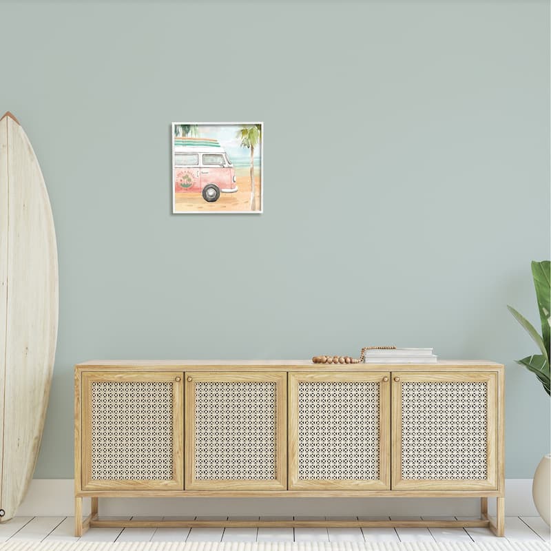Stupell Life's a Beach Pink Surf Van Framed Giclee Texturized Wall Art, Design By Dina June