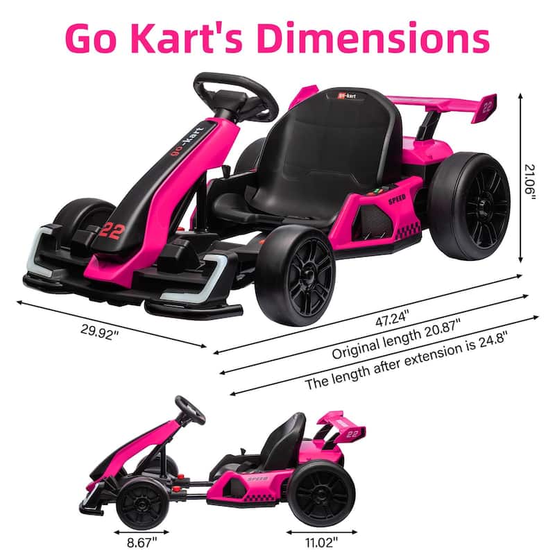 Go Karts for Kids,24V Electric Go Kart with 2 * 150W Powerful Motors