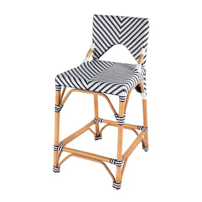 Creanly 25.25"H Seat Rattan Counter Stool with Back