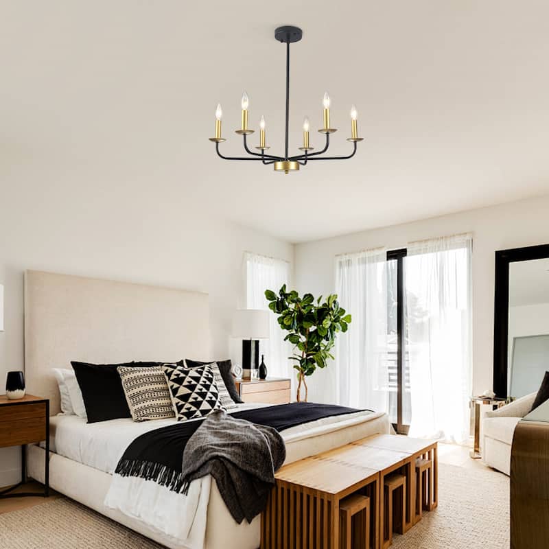 24.01 in. Modern Farmhouse Chandelier , 6-Light French Country Chandelier for Dining Room Living Room Bedroom Kitchen