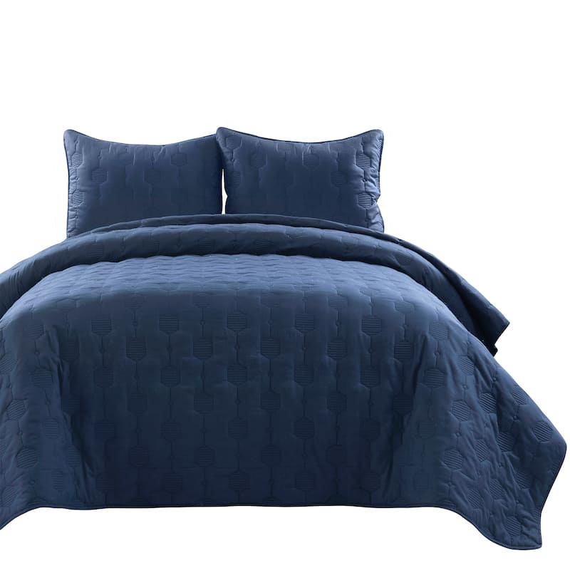 Lush Decor Hexagon Honeycomb Embroidered Textured Cotton Quilt