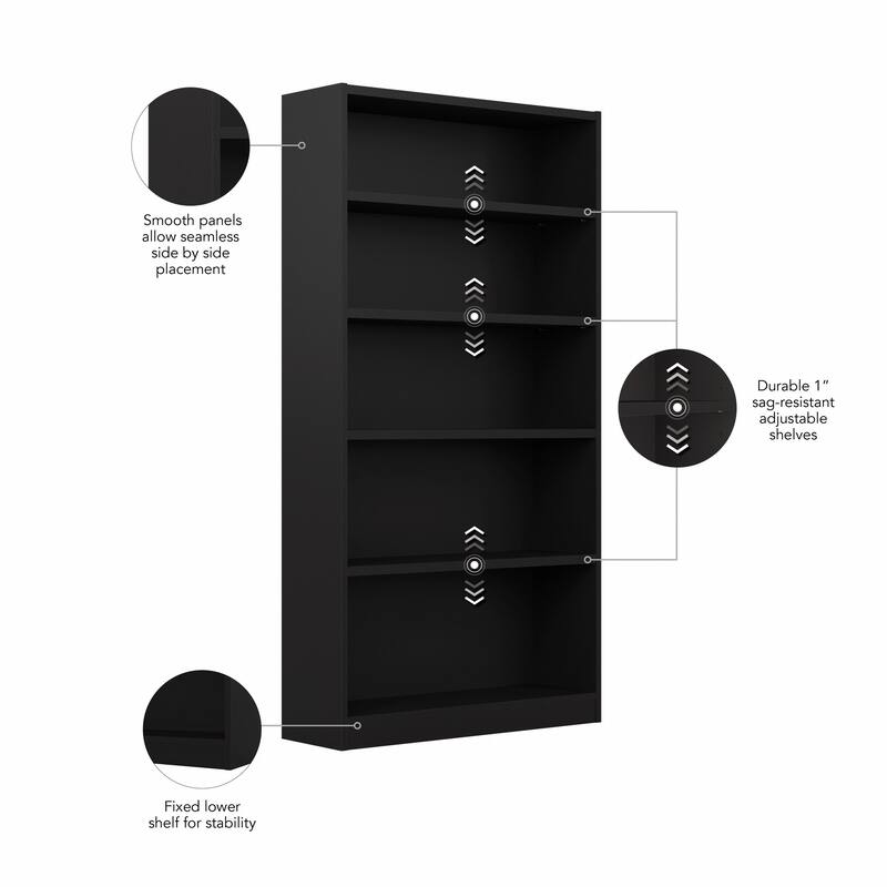 Universal Tall 5 Shelf Bookcase Storage by Bush Furniture