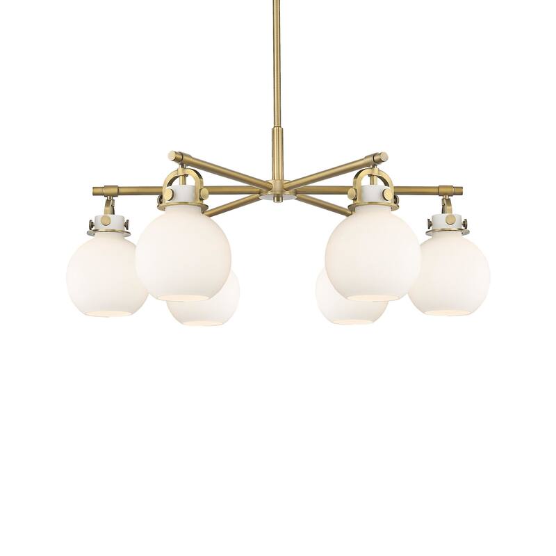 Innovations Lighting 410-6CR-16-26 Newton Sphere Chandelier Newton - Brushed Brass / White