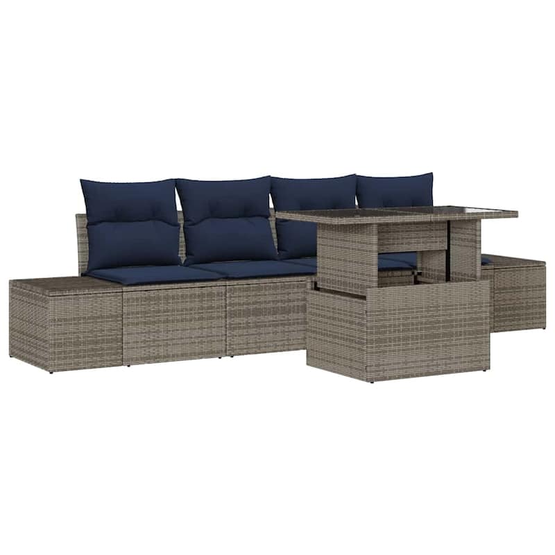 vidaXL 5 Piece Garden Sofa Set with Cushions - 115.8×24.4×27.2