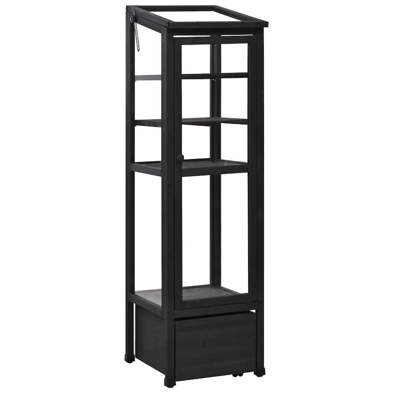 62.4"H Wood Garden Greenhouse w/ Movable Storage,Adjustable Shelves