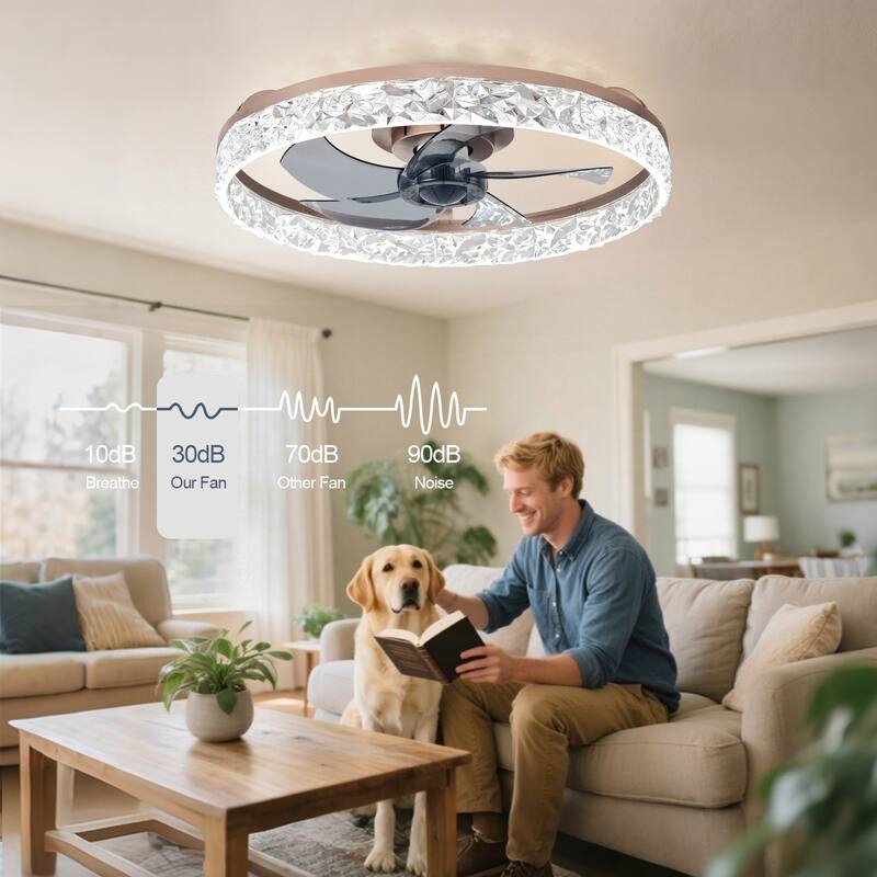 Low Profile Ceiling Fan with Light: 20-16 Inch, App Remote Control, Dimmable 3 CCT LED, 6 Wind Speeds, Ultra Quiet