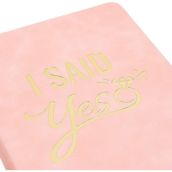 I Said Yes Notebook Wedding Planner Gold Foil Leather Cover Tassel Bookmark Pink