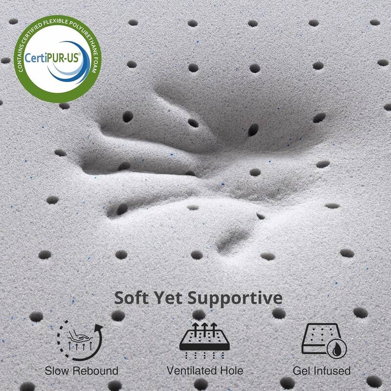 2"/3"/4" Gel Memory Foam Pressure Relieve Mattress Topper for Cooling Sleep, CertiPUR-US Certified
