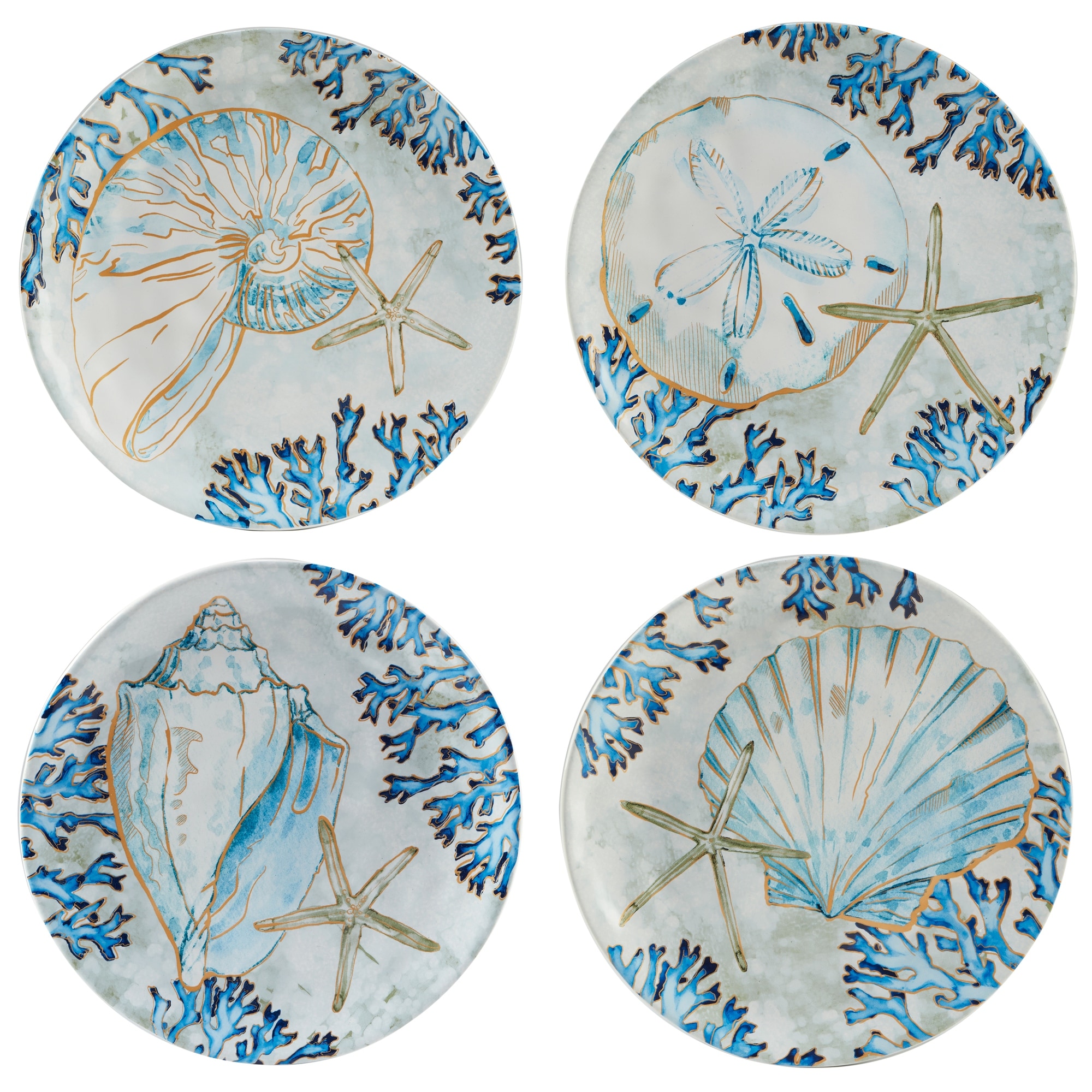 Certified International Playa Shells 8.5-inch Salad/Dessert Plates, Set of 4