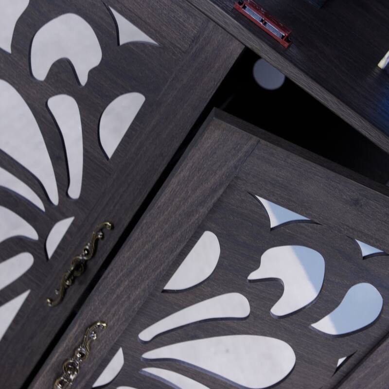 Display sideboard buffet with 4 Acrylic Mirrored doors, Adjustable Shelves storage Cabinet for Kitchen, Living Room