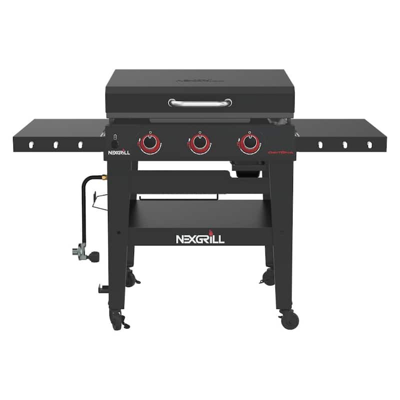 Nexgrill Daytona 3-Burner Propane Gas Griddle with Side Tables - Black