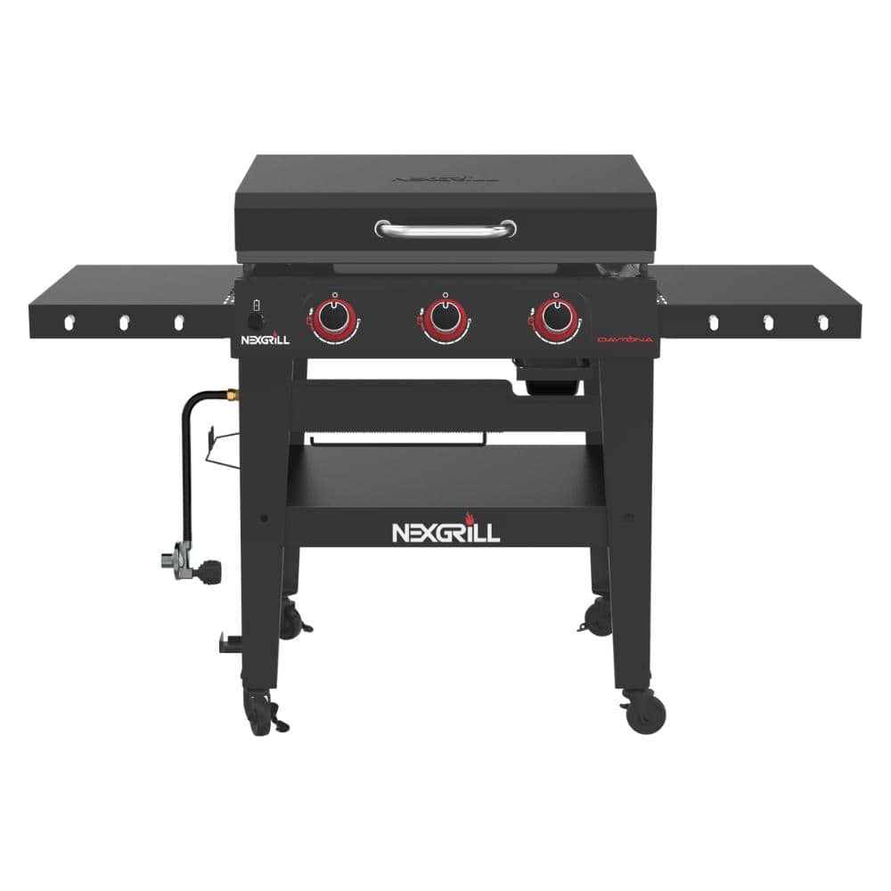 Nexgrill Daytona 3-Burner Propane Gas Griddle with Side Tables - Black