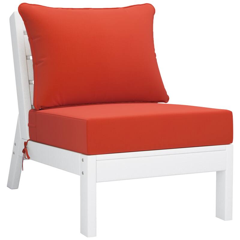 Polytrends Birchwood All Weather HDPE Outdoor Patio Deep Seating White Sofa With Cushions (3-Piece)