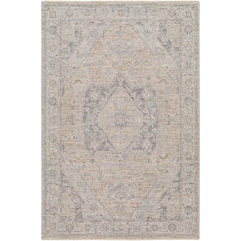 Traci Traditional Scroll Area Rug - 5'3" x 5'3" Round - Tan