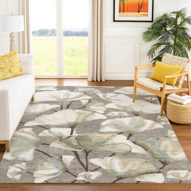 Machine Washable Indoor/ Outdoor Floral Love Chantille Rug