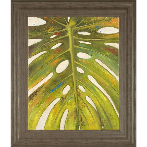 Green White Tropical Leaf II Framed Print Wall Art 26