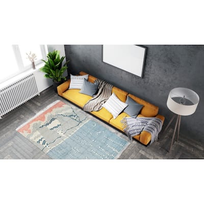 Hand-Knotted Wool Multi Modern Contemporary Berber Moroccan Rug, Vibrant and Stylish Area Rug for Enhancing the Comfort