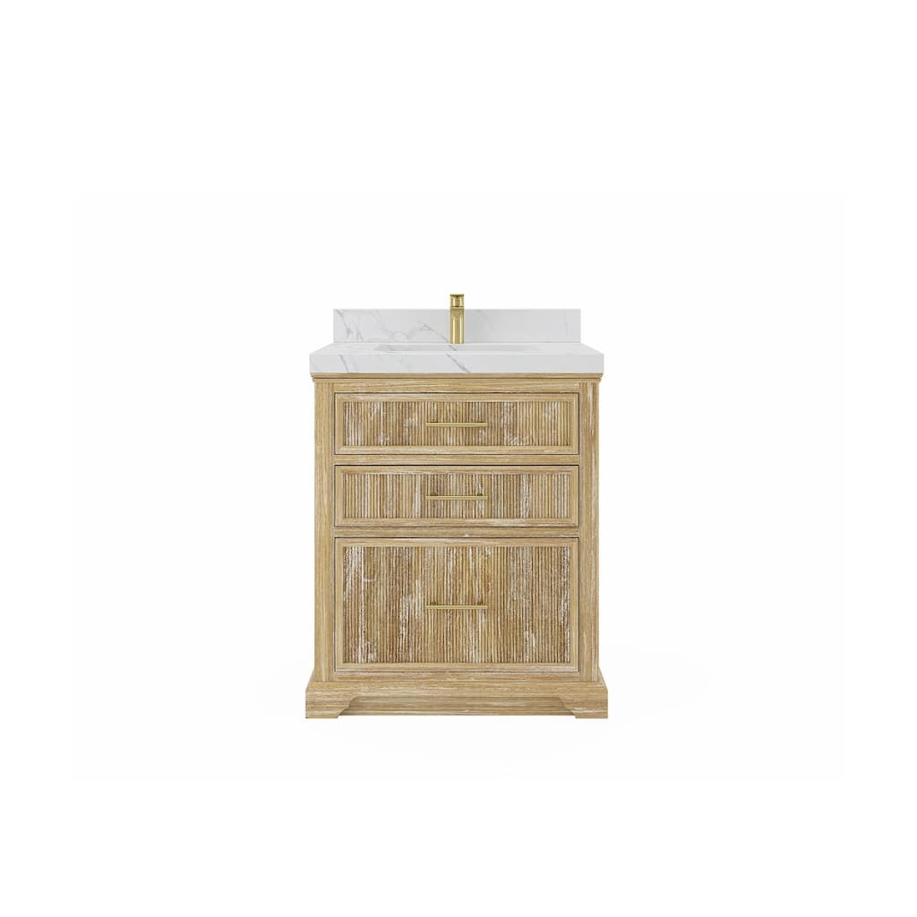 Willow Collections 30 x 22 Alys Solid Teak Wood Single Sink Bathroom Vanity with Quartz or Marble Countertop
