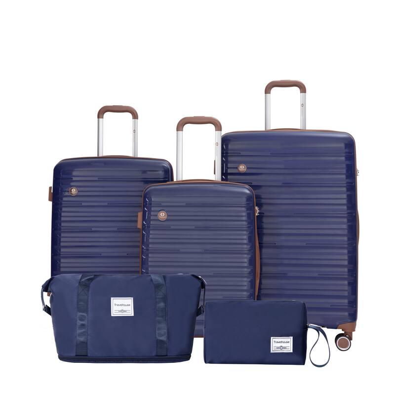 5-Piece Set (20"24"28 +a travel bag and a toiletry bag) ,PP Hardshell Carry on Luggage Set