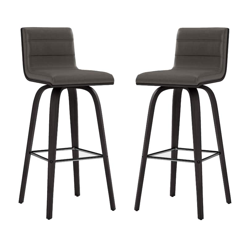 Skara Swivel Bar Stool, Upholstered Bar Height Chair with Bentwood Frame