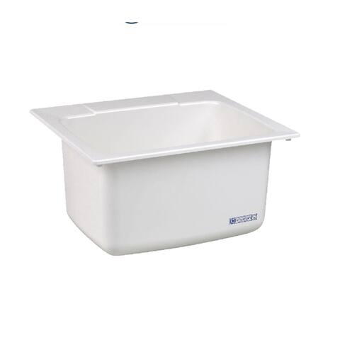 Mustee 25-in x 22-in 1-Basin White Self-Rimming Composite Laundry Utility Sink - 25-in x 22-in