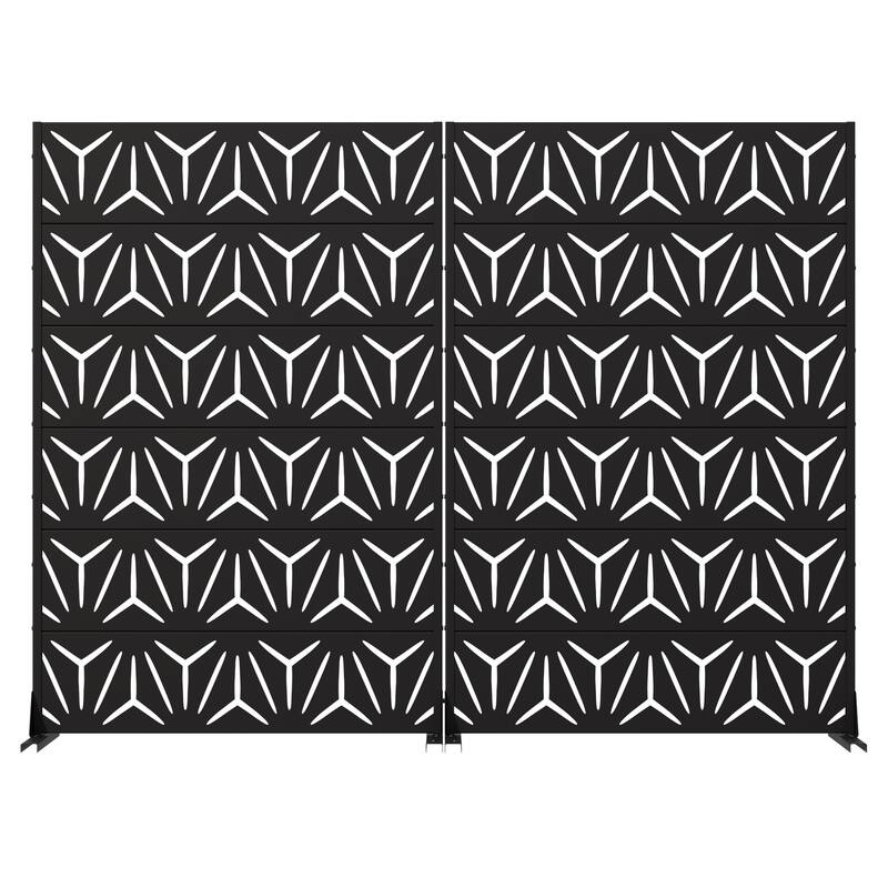 Dovelina Outdoor Freestanding Metal Privacy Screen Decorative Garden Fence (Set of 2)