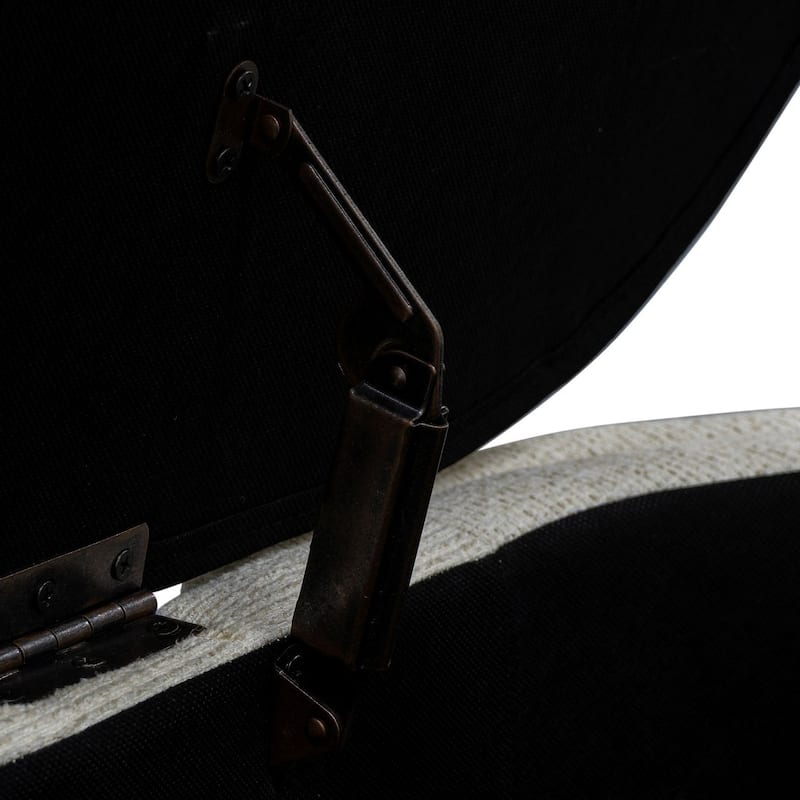 Martha Stewart Leslie Fully Upholstered Oval Storage Bench with Soft-Close Lid