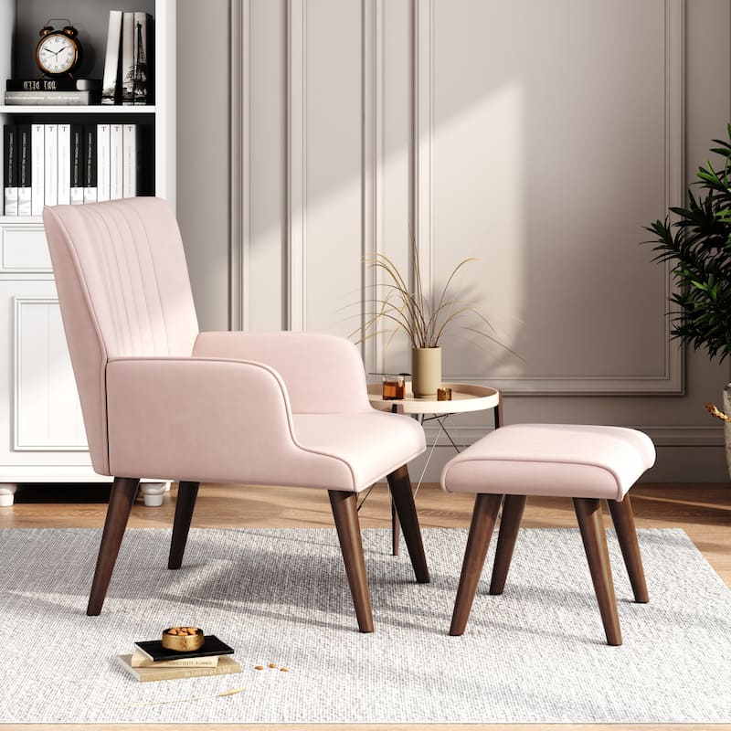 Corvus Latvia Modern Accent Lounge Chair Set - Pink