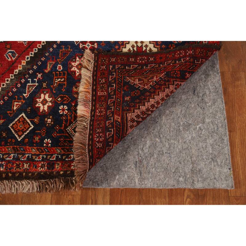 Hand Knotted Oriental 100% Wool Carpet Traditional Geometric Red Shiraz Area Rug - 8' 7'' X 5' 8''